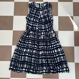 ‘S Max Mara Navy and White Check Sleeveless Dress Size 6